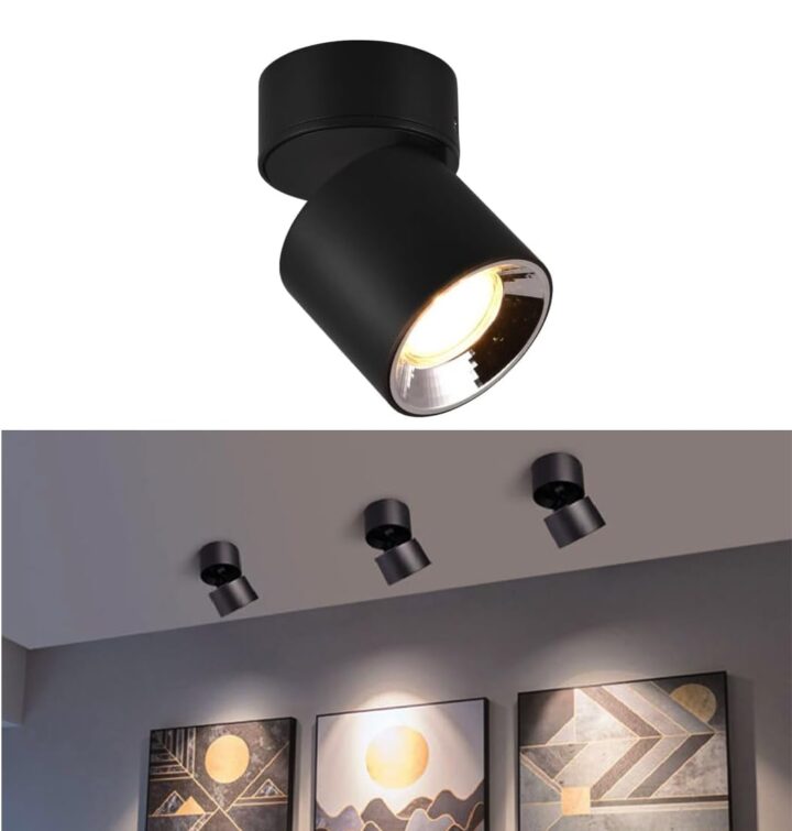 INSOCKET Adjustable |360°Rotatable Surface Light | COB Black Body Cylindrical Surface Light for Living Room, Corridor, Kitchen, Home, Office, Showroom, Indoor & Outdoor Lighting(Warm White)