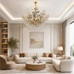 INSOCKET Modern Crystal Chandelier with Tree Branch, Luxury Gold Crystal Pendant Lighting