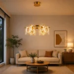 INSOCKET Chandelier Light Fixture for Hallway, Living Room, Hotel & Entryways - Gold (Inbuilt LED) - Image 2