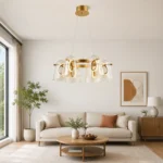 INSOCKET Chandelier Light Fixture for Hallway, Living Room, Hotel & Entryways - Gold (Inbuilt LED)